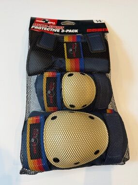 Kids Multi-Sport Protective 3-Pack Knee Elbow Wrist Pads - Navy/Yellow